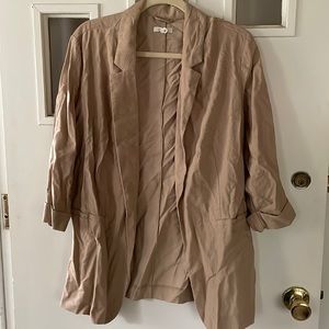 Maurices Tan 3/4 Sleeve Linen Blazer